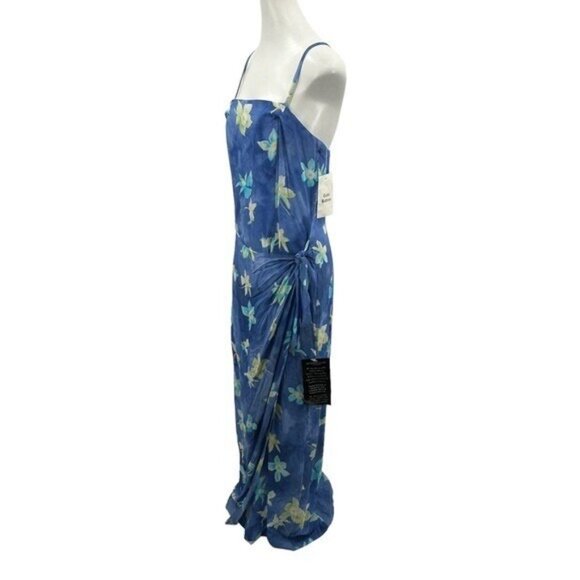 Vintage Hugo Buscati Victorias Secret 14 Wrap Sun Dress Maxi Floral Blue New - Picture 3 of 14
